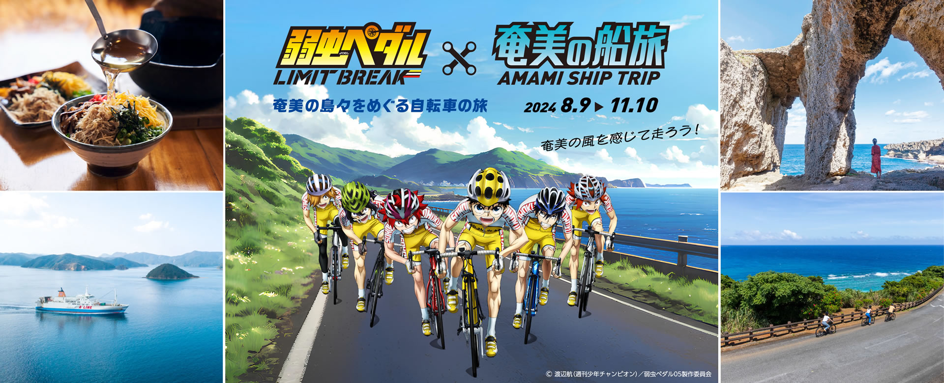 奄美の島々をめぐる自転車の旅 弱虫ペダル LIMIT BREAK × 奄美船の旅 AMAMI SHIP TRIP 奄美の風を感じて走ろう！ 〈キャンペーン期間：2024.8.9～11.10〉